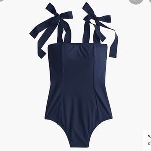 J Crew navy grosgrain ribbon one piece